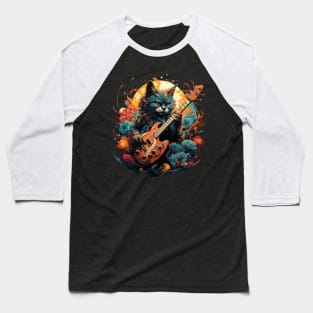 Caracal Playing Guitar Baseball T-Shirt